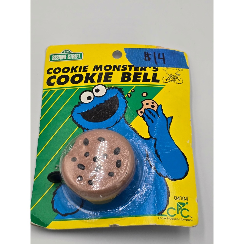 Vintage 1989 Sesame Street Cookie Monster Cookie Bike Bell New Sealed NOS